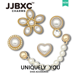 JJBXC 洞洞鞋 鞋釦 金屬鞋花 鞋配飾 金屬質感珍珠 鏈條 DIY時尚鞋附件