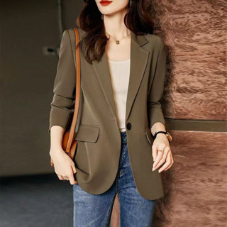 【Season Wardrobe】黑色西裝外套女韓版2024春秋新款高階感炸街休閒設計感西服小西裝