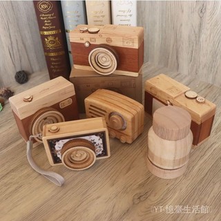 ✨可開發票 免運🎇手工木製八音盒木質複古相機音樂盒學生情侶節日禮品盒畢業紀念品