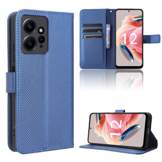 Redmi Note 12 4G 手機殼翻蓋手機支架支架手機殼 Redmi Note 12 4G 外殼錢包 PU 皮革後
