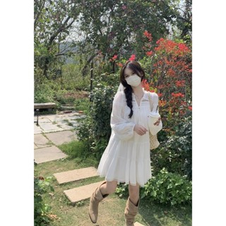 【臺灣出貨】洋裝 夏天洋裝 春秋 2025 新款 法式 鏤空蕾絲 拼接 白色連衣裙 女 溫柔風 氣質 小白裙復古 仙女