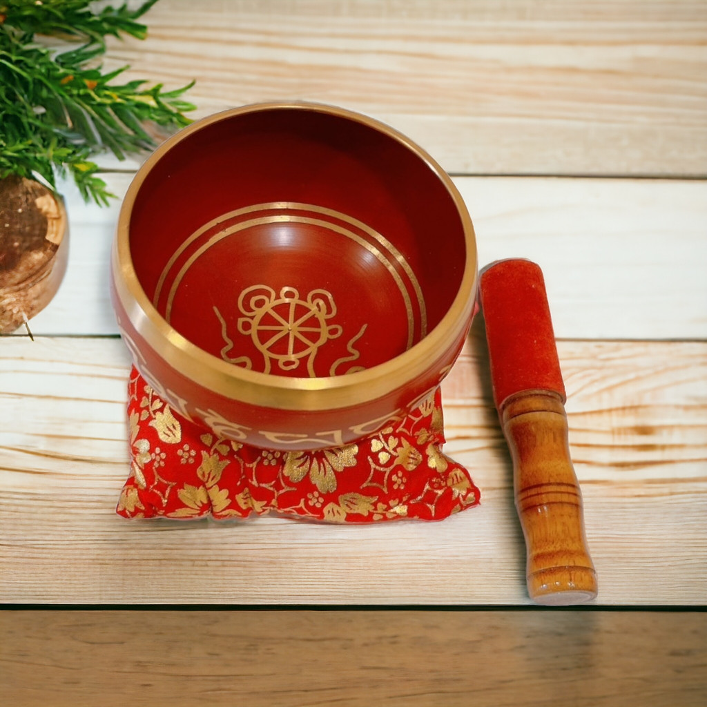 [幫自己] 生命之花頌缽 西藏 藏文 om mani padmehum音律療癒  黃銅 幸運 吉祥 脈輪 冥想  靈性