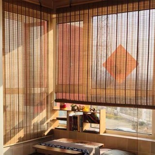 室外上漆竹簾捲簾 竹製窗簾 家用陽臺遮陽簾 戶外涼亭捲簾 防水防黴防曬竹捲簾 茶室捲簾
