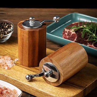 手搖胡椒研磨器廚房手動實木質花椒黑胡椒磨家用海鹽胡椒粉研磨瓶