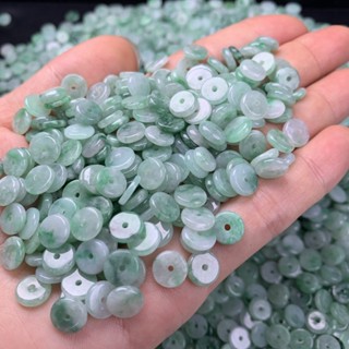 宏雲Hongyun-jf-(1pcs)- 緬甸翡翠A貨天然玉扣手工材料編織手鍊平安扣隔片算盤珠隔珠散珠