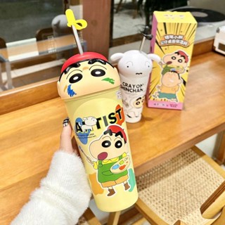 蠟筆小新保溫杯2024新款吸管水杯高顏值女大容量304不鏽鋼冰霸杯