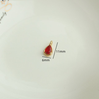 宏雲Hongyun-tl- (10pcs)14k包金保色爪鑲切邊鋯石水滴吊墜 diy手工飾品配件 金色齒輪掛件