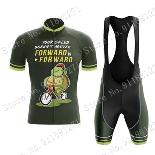 Big SALE Turtle 騎行服套裝卡通動漫綠色服裝自行車襯衫套裝自行車圍兜短褲山地車