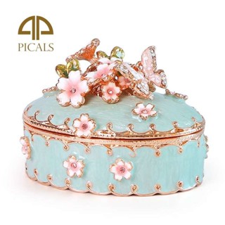 精美擺件 日本PICALS首飾盒精緻蝴蝶櫻花戒指盒耳釘飾品收納盒子送女友禮物