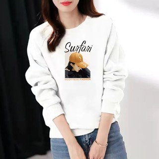愛依依 上衣 長袖T卹 印花上衣學院風 中大碼 M-3XL新款圓領衛衣女顯瘦百搭套頭-1396.