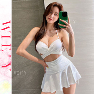 🌸WIE' Y🌸 「比基尼泳衣」性感泳衣 吊帶爆乳 夏季三件式泳衣泳裝裙子 BIKINI 韓國泳裝 泰國 性感比基尼