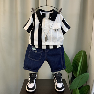 【HOT 本舖】童裝 男童夏季套裝新款寶寶網紅時髦短袖衣服兒童痞帥polo衫兩件套