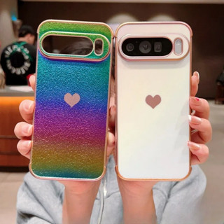炫彩側邊電鍍愛心 全包裹 保護殼 適用 谷歌 Google Pixel 9A 9 Pro XL 8A 8 7A 手機殼