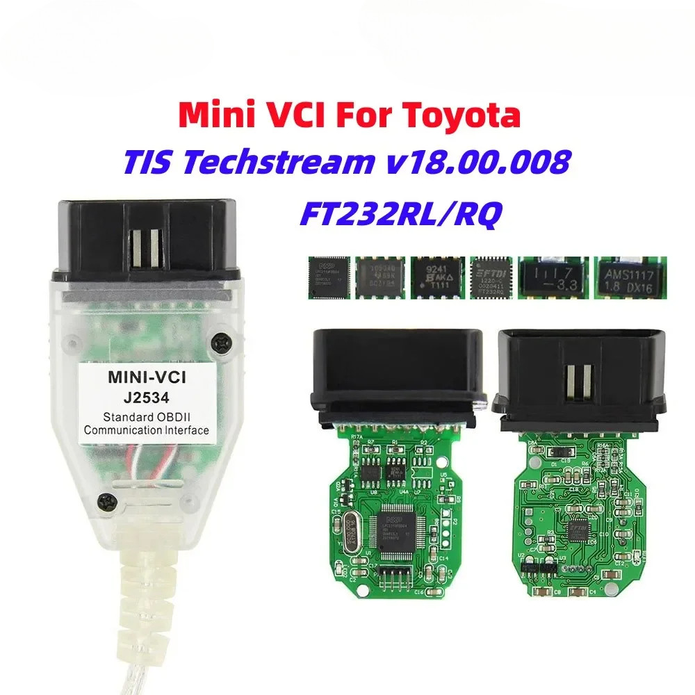 Mini VCI V18.00.008 TIS Techstream OBD2 掃描儀接口適用於豐田 FTDI FT23