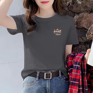 胖胖美依 上衣 短袖T卹 中長款 印花上衣 基本款 M-2XL新款寬鬆顯瘦學生時尚百搭休閒半袖上衣-4760.