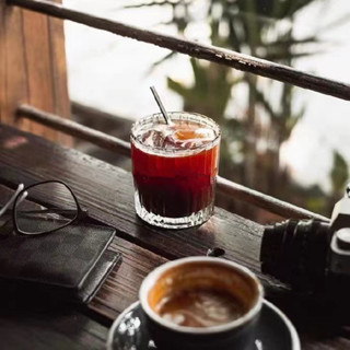 復刻紋玻璃咖啡杯拿鐵杯威士忌杯冷飲杯美式杯冷飲杯冰啡杯澳白杯