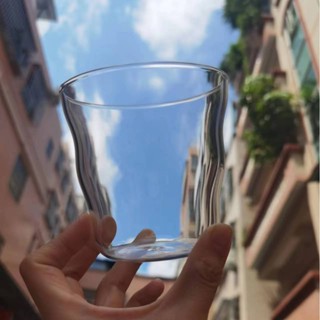 ins創意異形彎曲高硼矽玻璃杯奶茶咖啡杯耐高溫水杯冰美式拿鐵杯