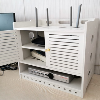Wifi路由器收納盒 電線插座貓機頂盒置物架 桌面整理架理線器集線盒