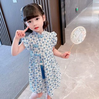 熱賣！【HH】女童洋裝夏款漢服兒童中國風新款寶寶公主裙子薄款女童旗袍