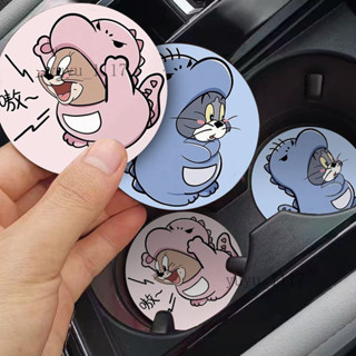 免運💓特價甩賣貓和老鼠情侶車載盃墊汽車水盃置物墊創意車內飾品通用熱賣中
