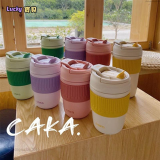 lucky✨新款CAKA雙飲保溫咖啡杯 茶卡三用杯 吸管杯 316不鏽鋼水杯 ins 陶瓷保溫杯 咖啡隨行杯 316保溫