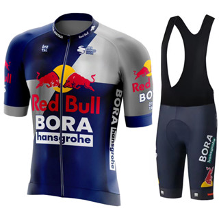 RED BULL 男士騎行服夏季服裝男士 2024 年服裝男士套裝圍兜紅牛制服 Mtb 褲子運動套裝山地自行車 Pro