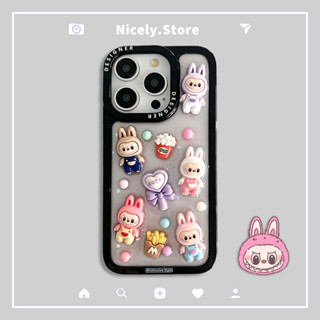 可愛3D拉布布爆米花薯條滴膠手機殼相容 iPhone 16 15 14 13 12 Pro Max 11 16Plus