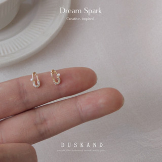 Dream Spark｜迷你迴紋針S925針14K鋯石耳環