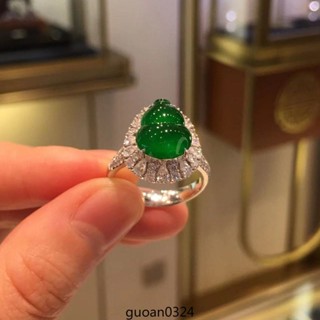 💎玉福祥珠寶💎 天然玉髓玻璃種帝王綠葫蘆戒指S925純銀氣質時尚活口