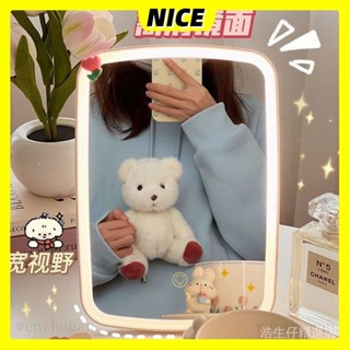 ✨NICE居家✨鏡 LED帶燈化妝鏡 宿捨用小隨身攜帶ins桌麵臺式折疊學生寢室鏡 美妝鏡 化妝鏡子 桌上鏡 發光鏡