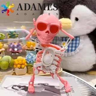 ADAMES發條跳舞骷髏玩具,塑膠模擬3D列印搖頭骷髏娃娃,舞動的骷髏搖擺活動彈簧發條玩具