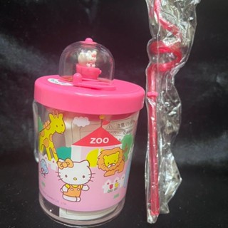 美樂蒂加厚玻璃杯可愛Hellokitty卡通旋轉杯大容量兒童吸管杯