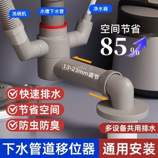 臺灣出貨 廚房下水管三頭通洗衣機延長管移位器排水道加長50三通分水器接頭
