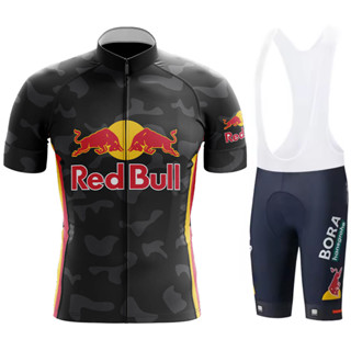 Big SALE Mtb 短褲 Red Bull 騎行服男士套裝男士夏季鐵人三項公路自行車制服套裝男士褲子凝膠服裝衣服