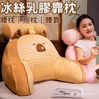 [生活精選]臺灣 冰絲乳膠靠枕 卡皮巴拉靠枕 水豚 沙發 靠墊 靠腰墊 靠背枕 靠腰枕 靠背墊 靠墊 三角靠墊 抱枕 軟