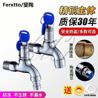 帶鎖水龍頭戶外全銅家用4分防凍不銹鋼防盜水6分帶鑰匙洗衣機龍頭桃園出貨⚡
