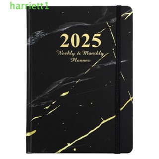 HARRIETT英語筆記本,A5紙板蓋2025年計畫筆記本,160頁鬆緊帶設計多功能的記事簿