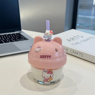 【008的生活市集】高顏值hello凱蒂貓便攜迷你墩墩杯 可愛卡通女生吸管玻璃杯水杯