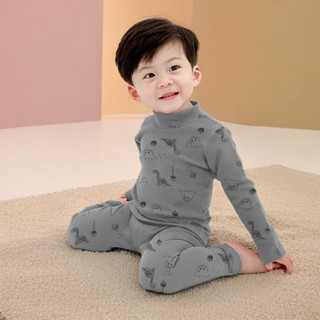 阿蓮家 ALJ 新年新品 德絨兒童保暖內衣套裝中領睡衣男童中兒童女童秋衣衛生褲家居服