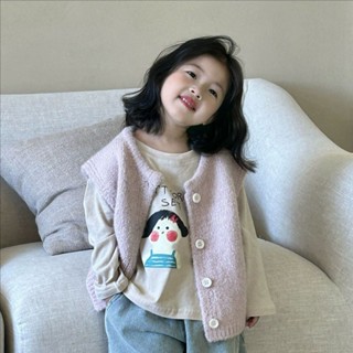 [秋季上新]女童簡約粉色針織馬甲正韓童裝秋天衣服兒童甜美百搭保暖外套秋季新款女童洋氣時尚毛衣開衫外搭坎肩童裝5