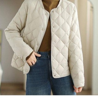 【黎安服飾】 棉衣棉服羽絨秋冬季菱格輕薄棉襖新款媽媽短款純色外套中國風