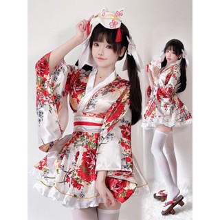 日本正裝傳統和服夏日和風印花改良浴衣和服女士套裝cosplay服裝