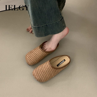 IELGY 夏季法式女復古平底半拖鞋樂福鞋休閒穆勒鞋