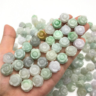 宏雲Hongyun-jf-(1pcs)- 緬甸翡翠a貨玉器玫瑰花戒指款翡翠玉石珠子配件四會廠家