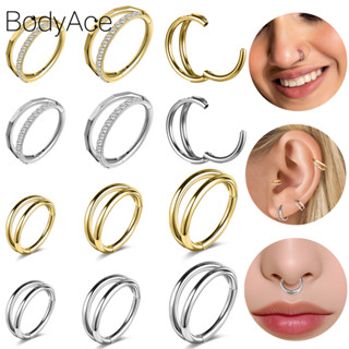 Bodyace 1 PC Tragus 耳環螺旋耳穿孔 16G/18G 圈形耳環水晶身體穿孔不銹鋼耳環