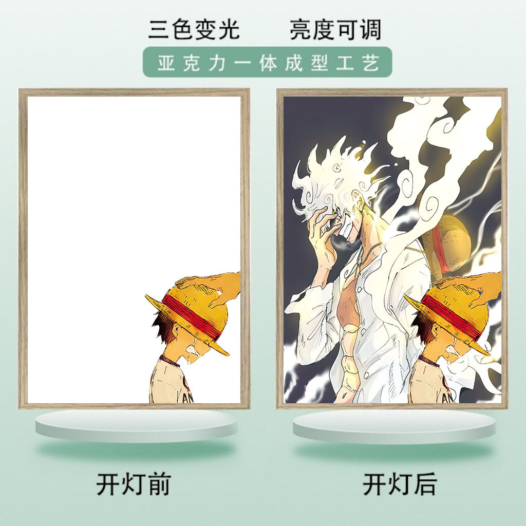 【航海王燈光畵】新品🔥海賊王裝飾燈畵 動漫小夜燈擺件 5檔尼卡魯夫髮光畵 艾斯檯燈床頭燈 送男女朋友 同學畢業 生日禮物
