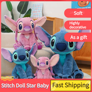 Jamxun 迪士尼動漫 Lilo & Stitch Kawaii Stitch 毛絨公仔女孩房間裝飾大號毛絨抱枕女朋友