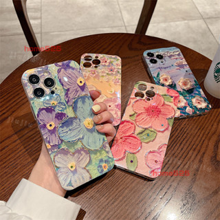 ins藍光復古油畫花朵 紅米 Note 11S 4G 5G Pro Pro+ 10S 12 12S 13手機殼 防摔