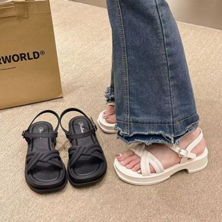 涼鞋女夏季外穿新款爆款高階感網紅超火沙灘鞋厚底一字帶涼鞋 防滑涼鞋 軟底涼鞋 增高涼鞋 戶外涼鞋 韓版 小香風 休閒涼鞋