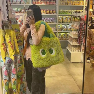 【Jack&Nina】可愛小怪獸卡通毛絨包包百搭小眾斜揹包女生學生大容量手提包禮物毛絨包包女